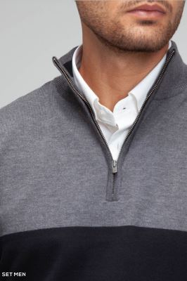 بافت  نیم زیپ دو رنگ