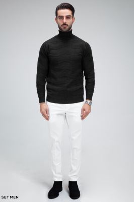 بافت یقه اسکی طرح دار