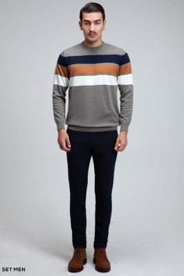 بافت یقه گرد سه خط