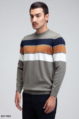 بافت یقه گرد سه خط