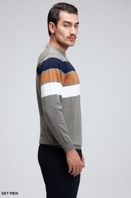 بافت یقه گرد سه خط