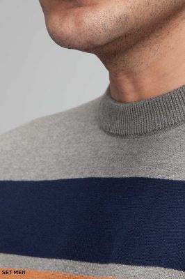 بافت یقه گرد سه خط