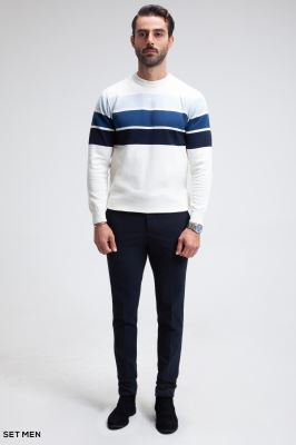 بافت یقه گرد سه خط