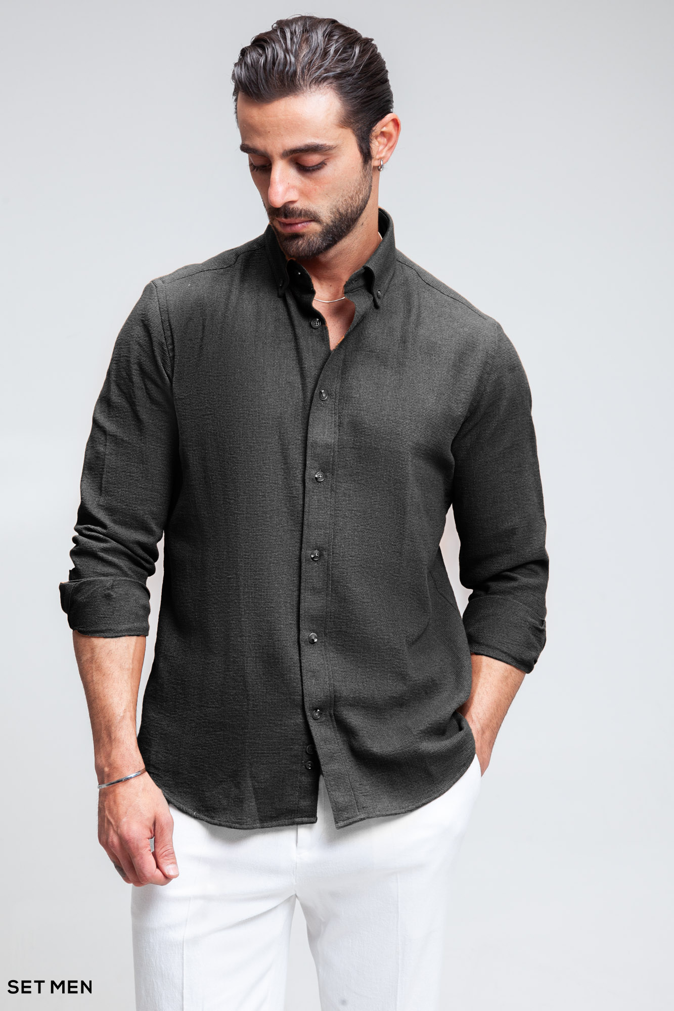 پیراهن مردانه آستین بلند کنفی