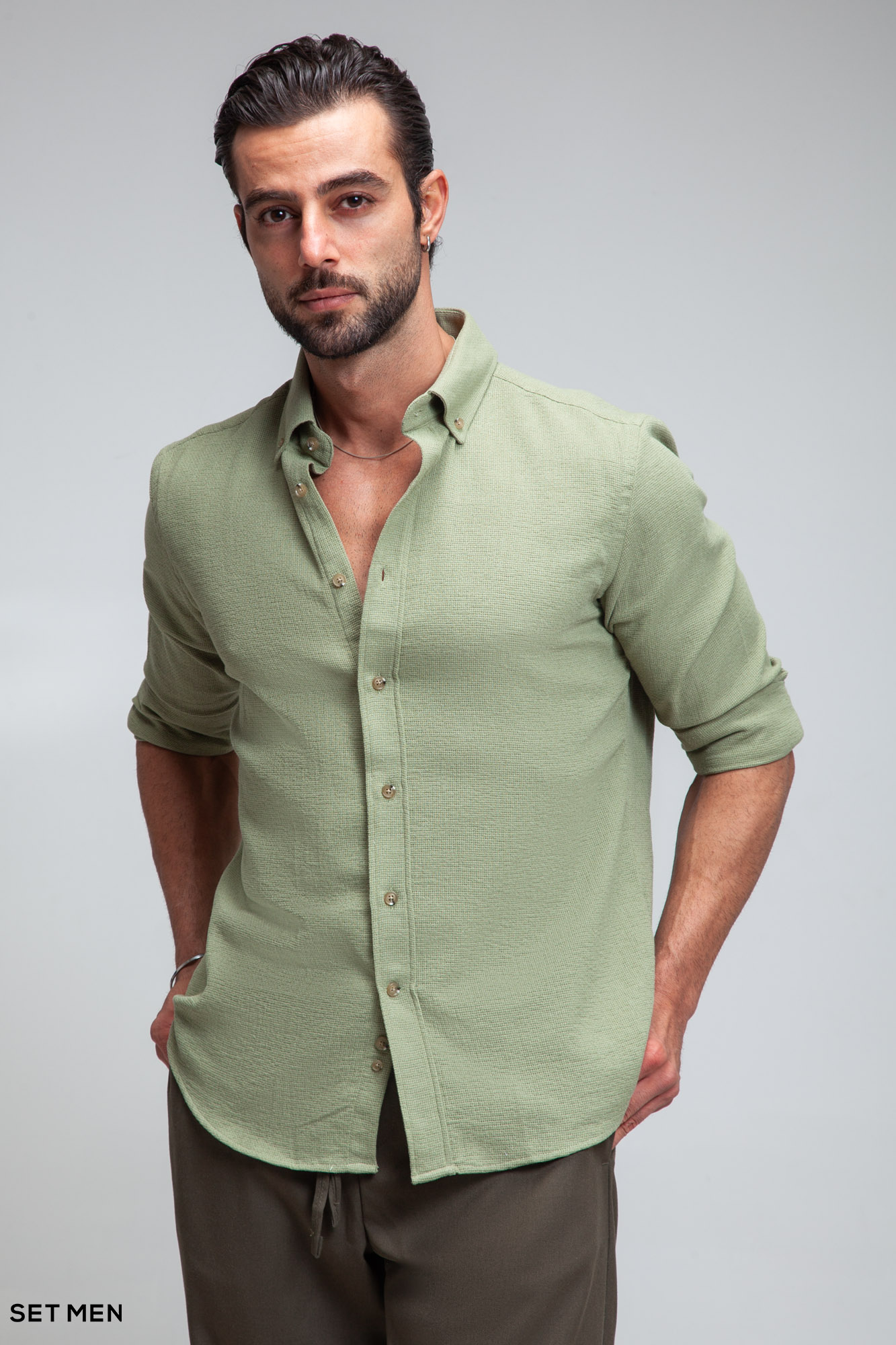 پیراهن مردانه آستین بلند کنفی