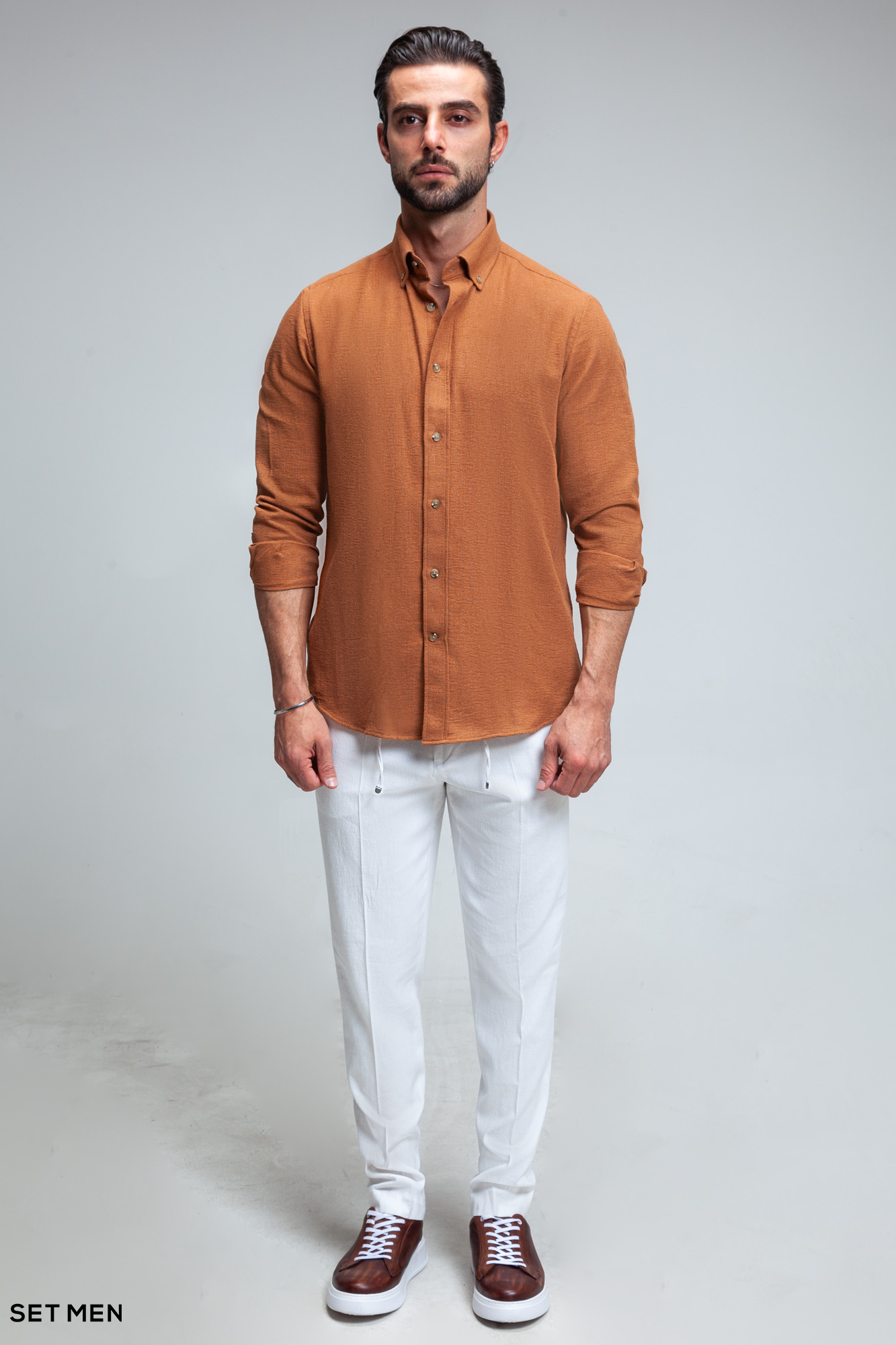 پیراهن مردانه آستین بلند کنفی