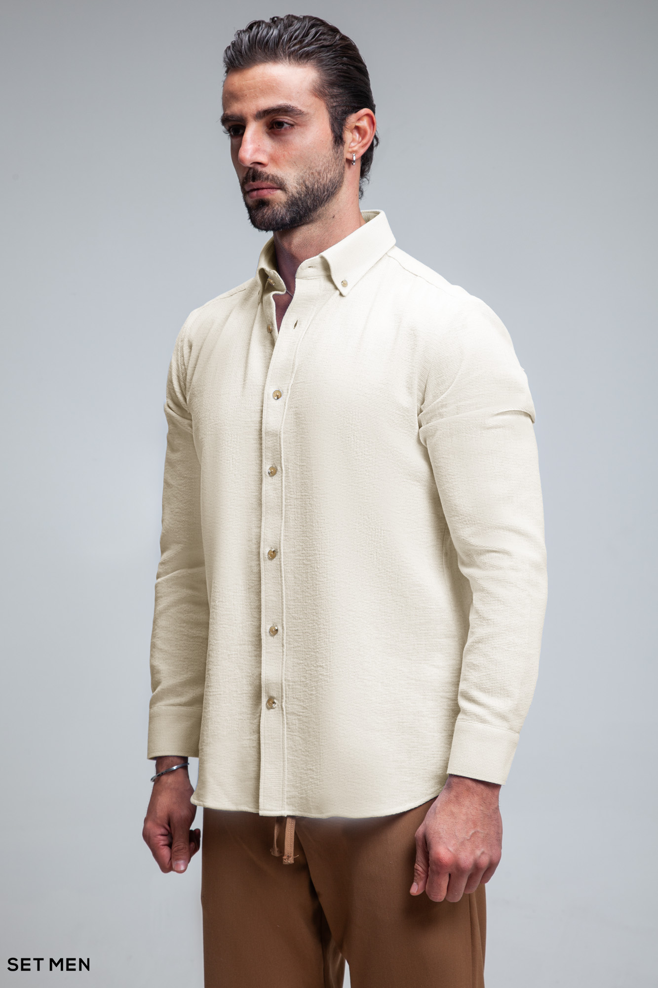 پیراهن مردانه آستین بلند کنفی