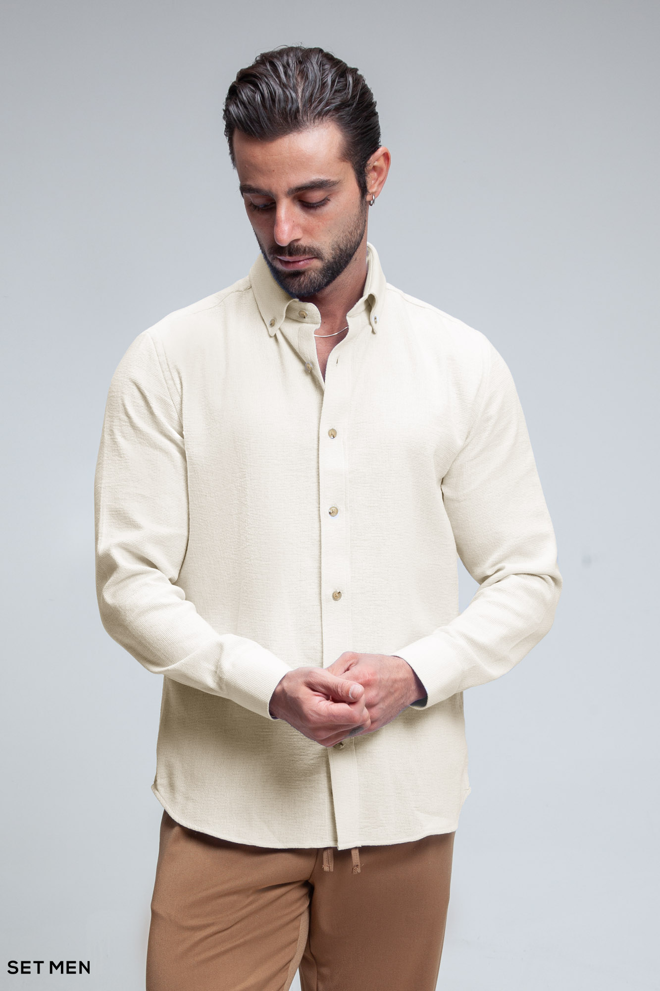 پیراهن مردانه آستین بلند کنفی