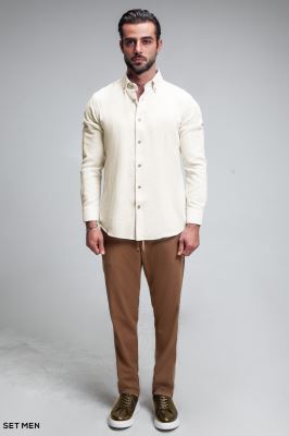 پیراهن مردانه آستین بلند کنفی