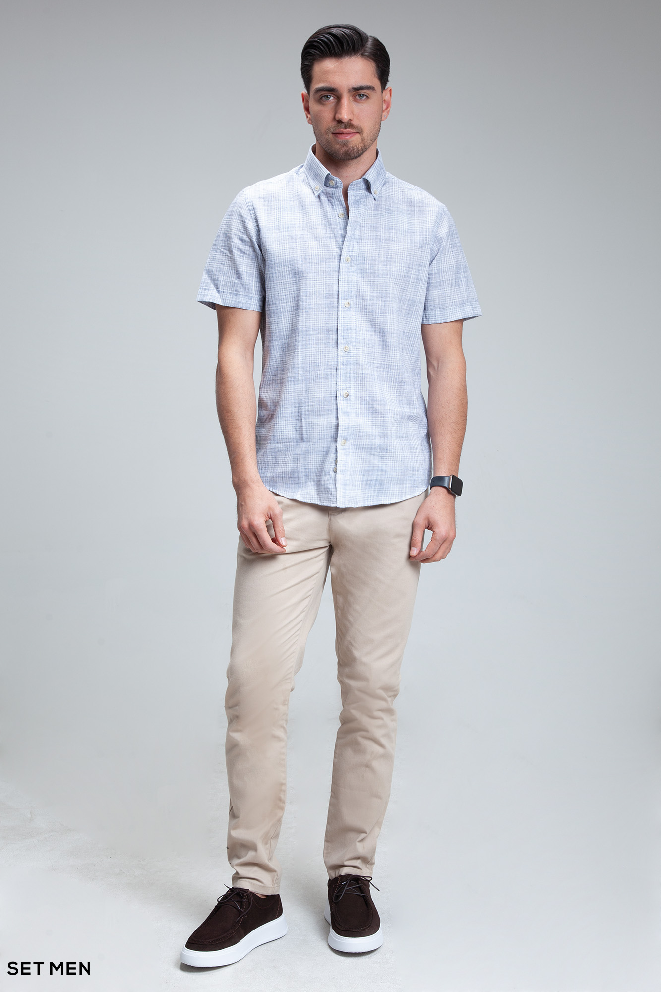 پیراهن مردانه آستین کوتاه لینن