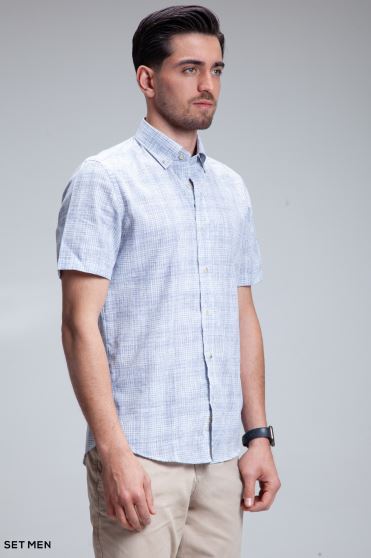 پیراهن مردانه آستین کوتاه لینن