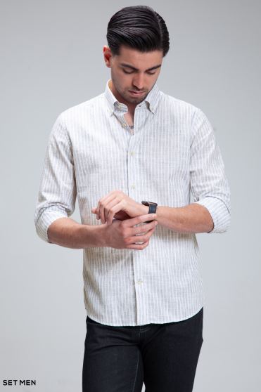 پیراهن مردانه لینن دیپلمات