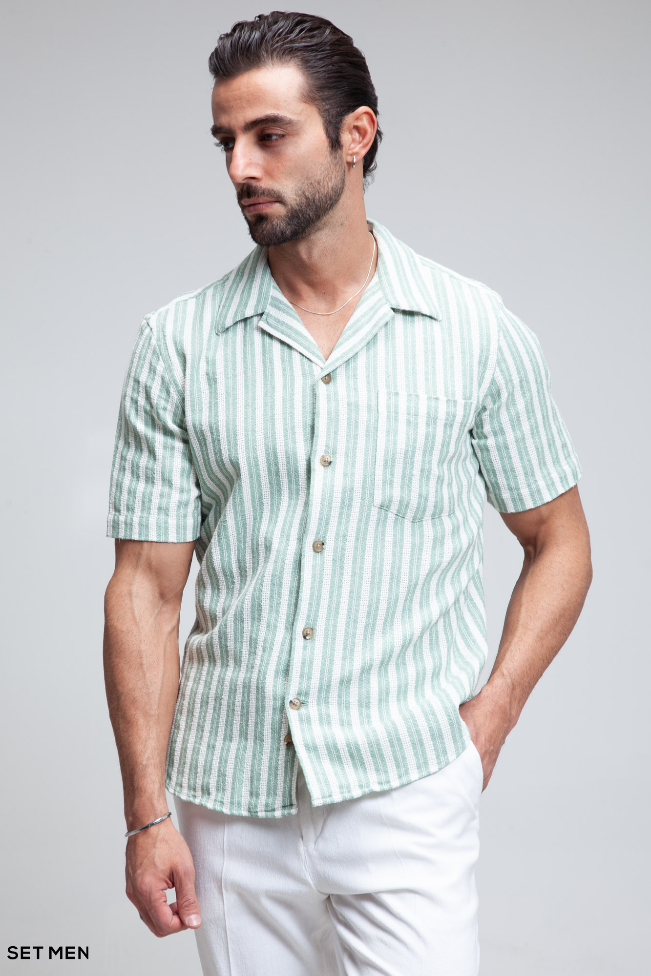 پیراهن مردانه کنفی آستین کوتاه