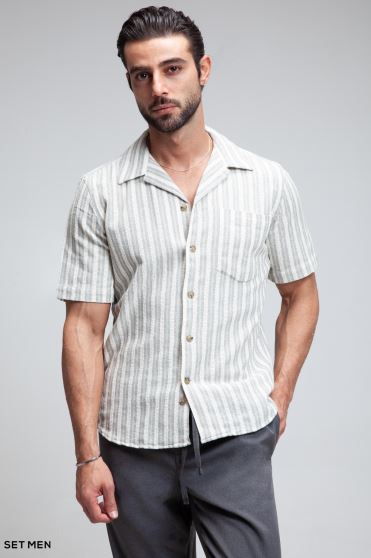 پیراهن مردانه کنفی آستین کوتاه
