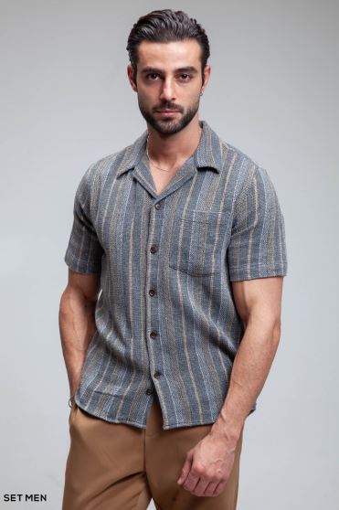 پیراهن مردانه کنفی آستین کوتاه