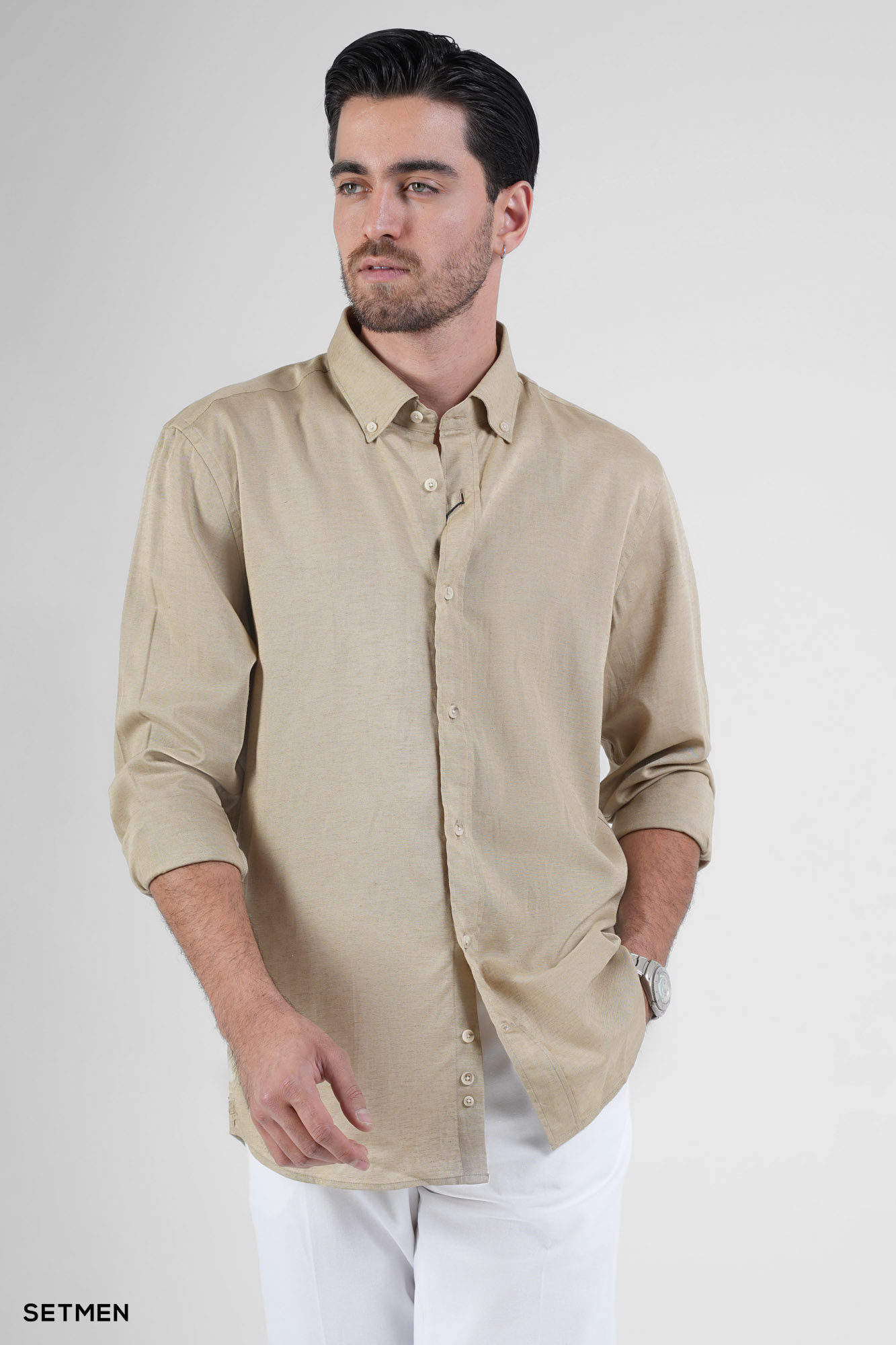 پیراهن مردانه آستین بلند لینن