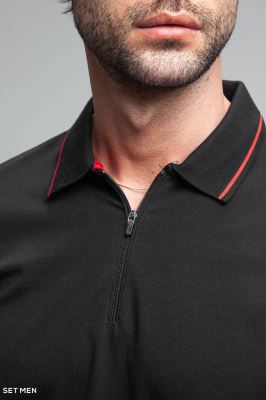 تیشرت یقه دار نیم زیپ