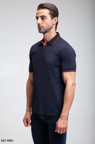 تیشرت یقه دار نیم زیپ