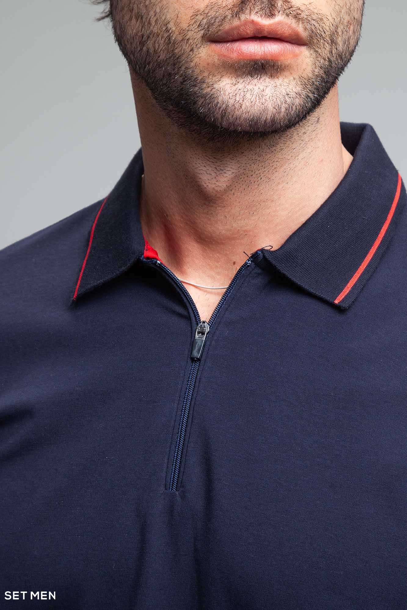 تیشرت یقه دار نیم زیپ