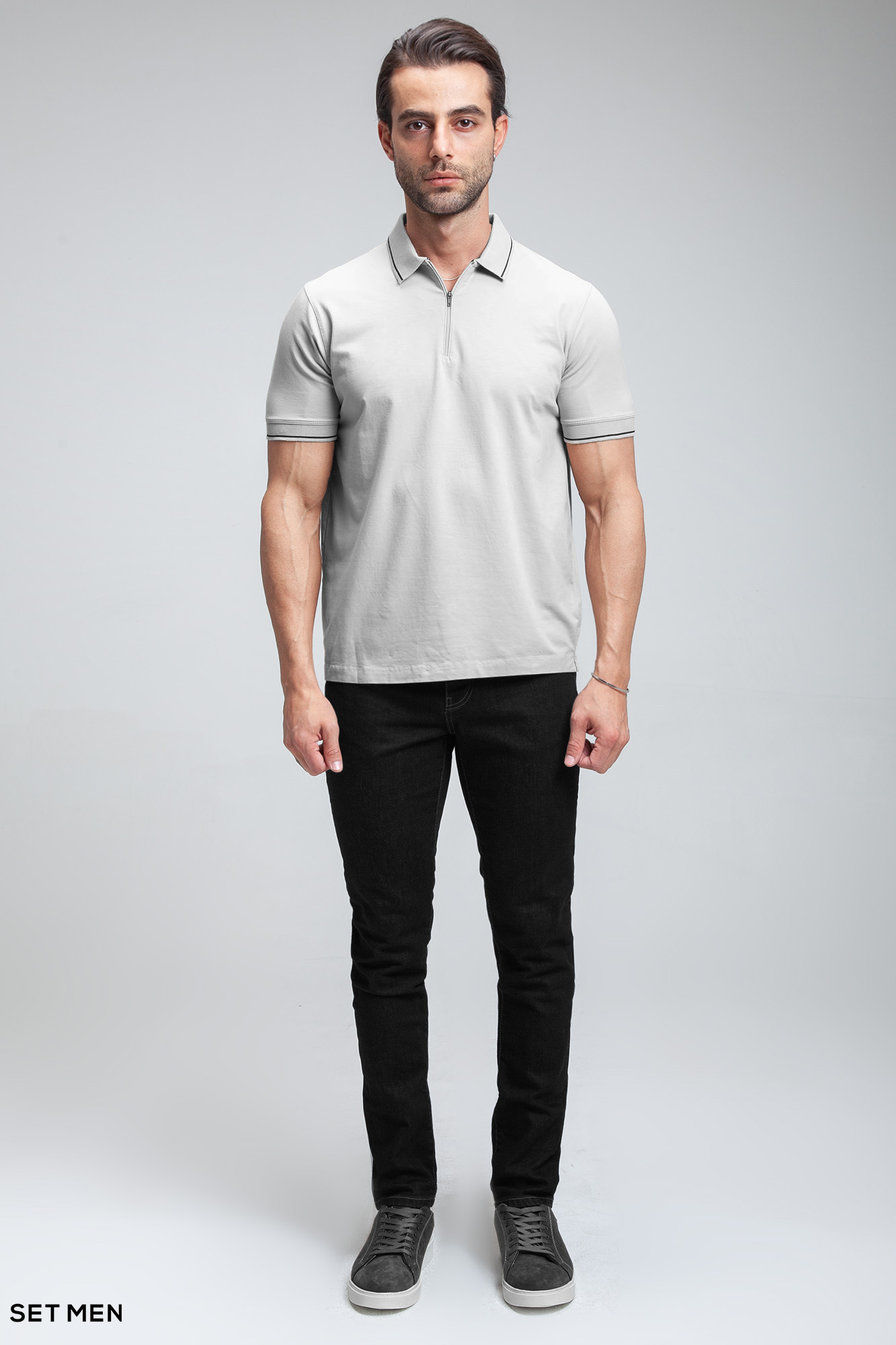 تیشرت یقه دار نیم زیپ