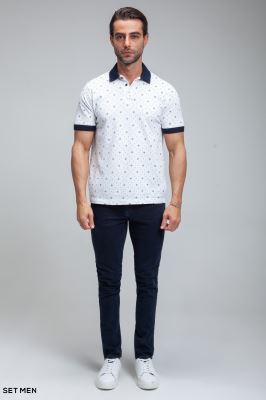 تیشرت یقه دارطرح دار