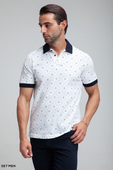 تیشرت یقه دارطرح دار