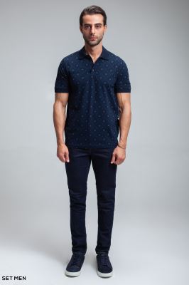 تیشرت یقه دارطرح دار