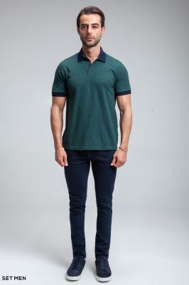 تیشرت یقه دارطرح دار