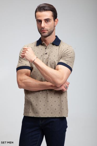 تیشرت یقه دارطرح دار