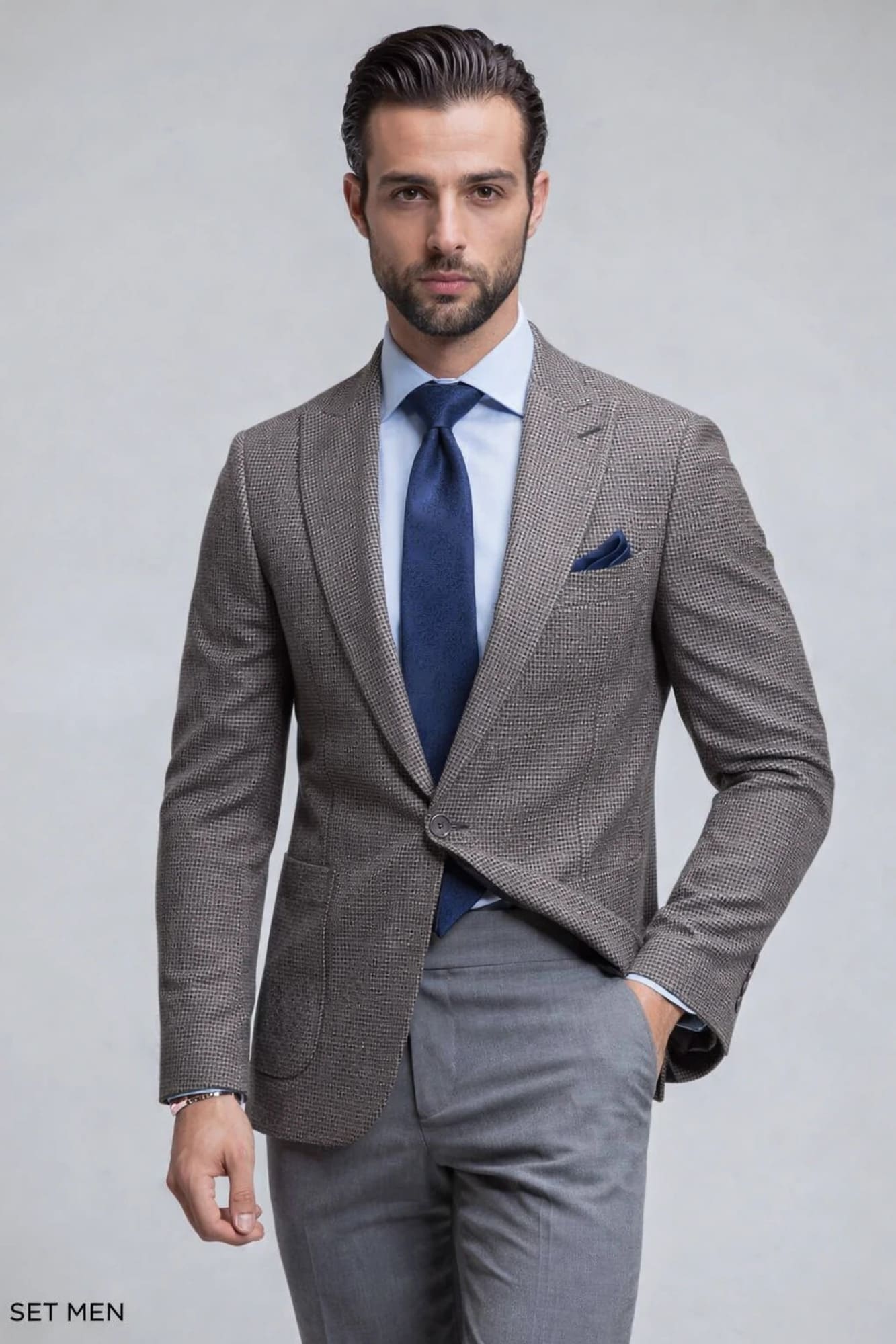 کت تک مردانه یقه بلیزر تک دکمه پیردوپل