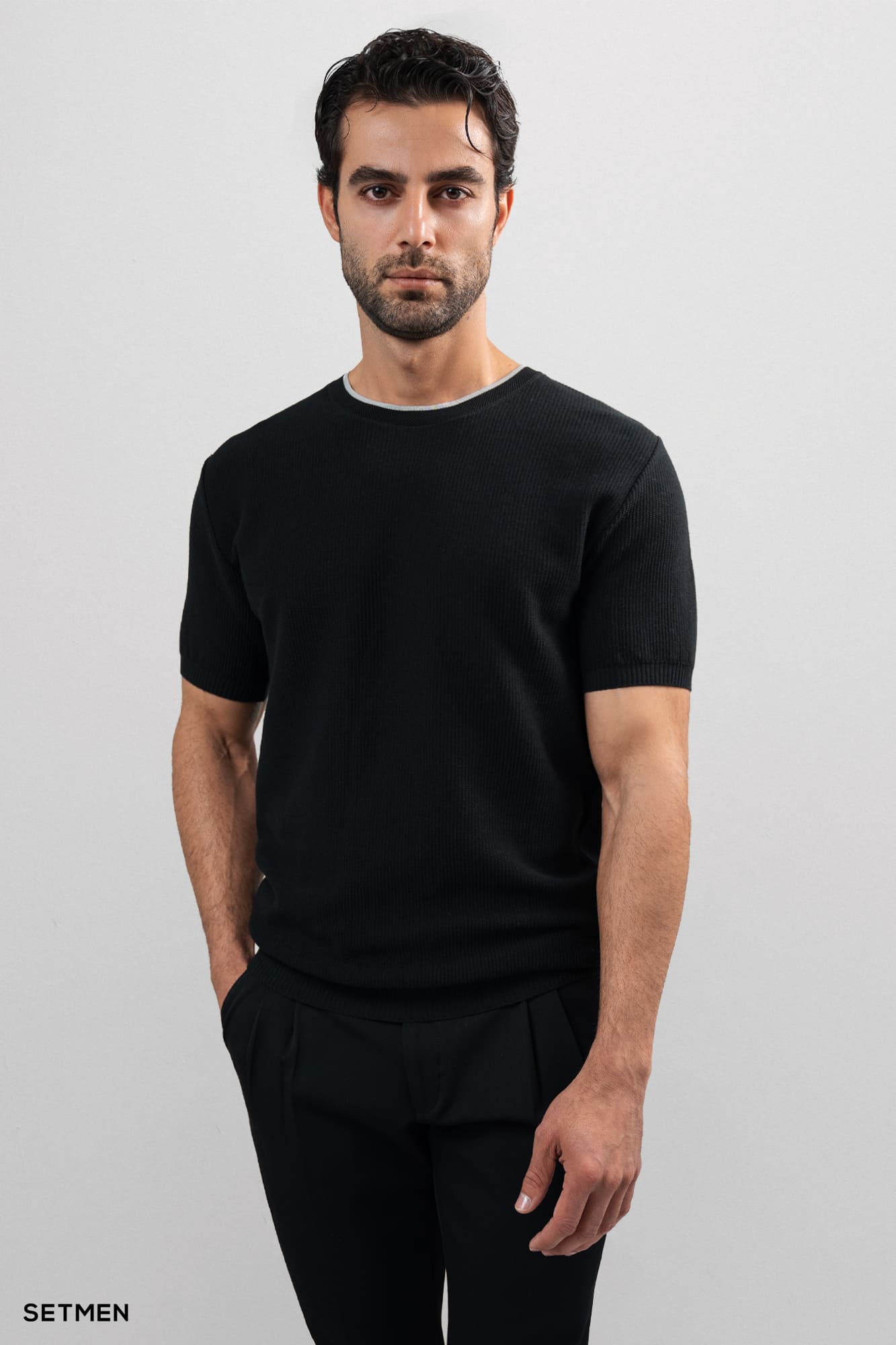 تیشرت بافت یقه گرد