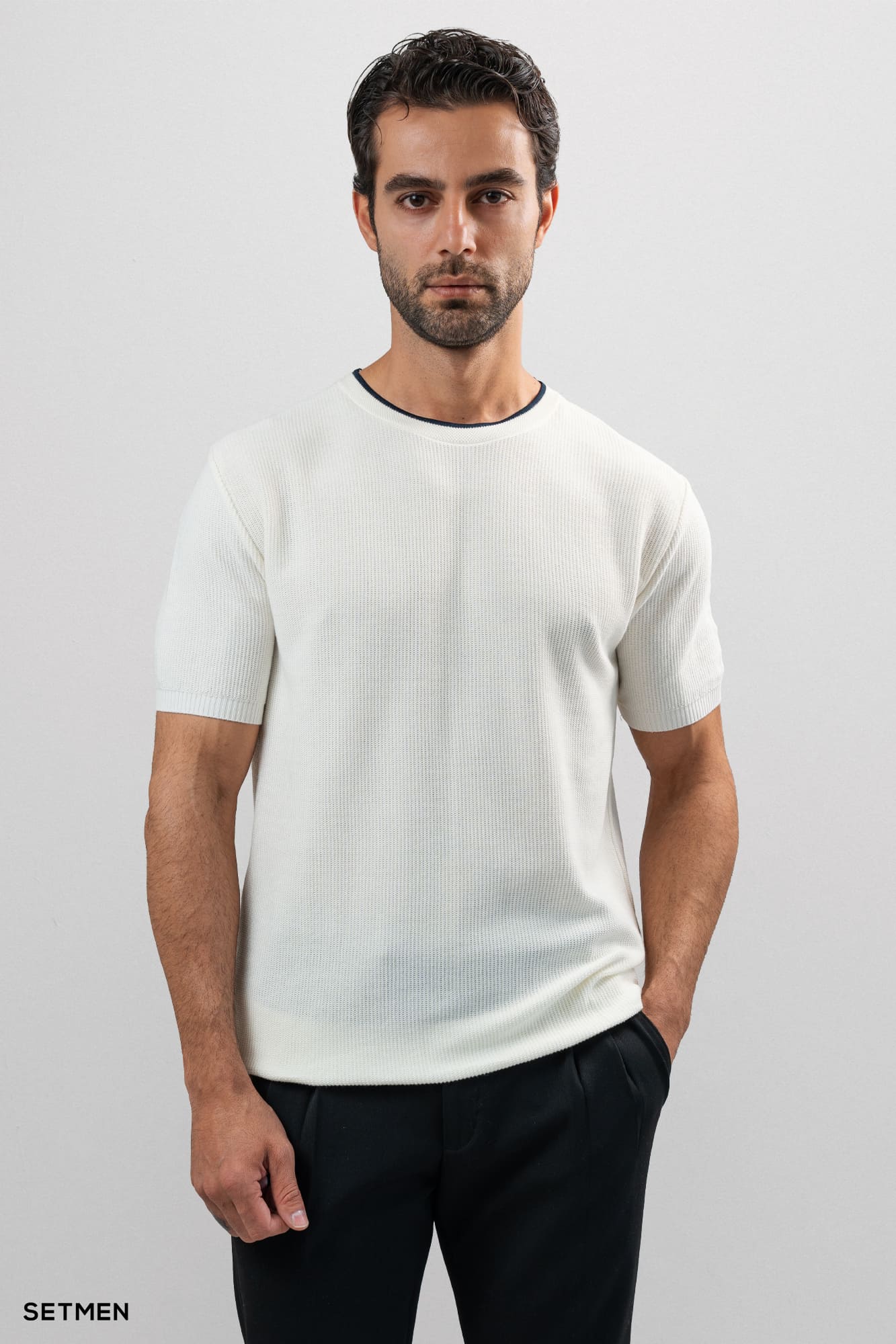 تیشرت بافت یقه گرد