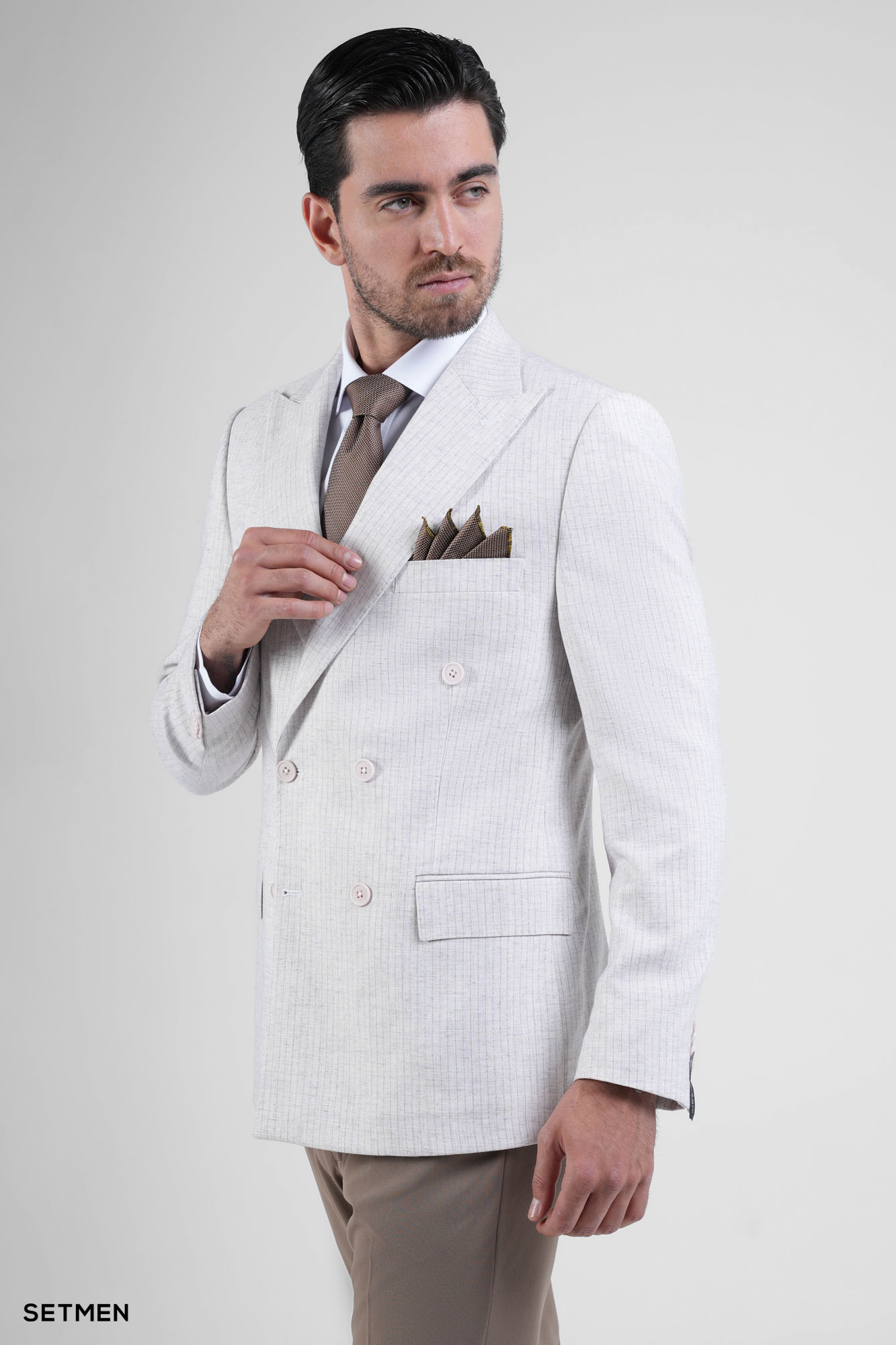 کت تک مردانه دبل برست لینن دیپلمات