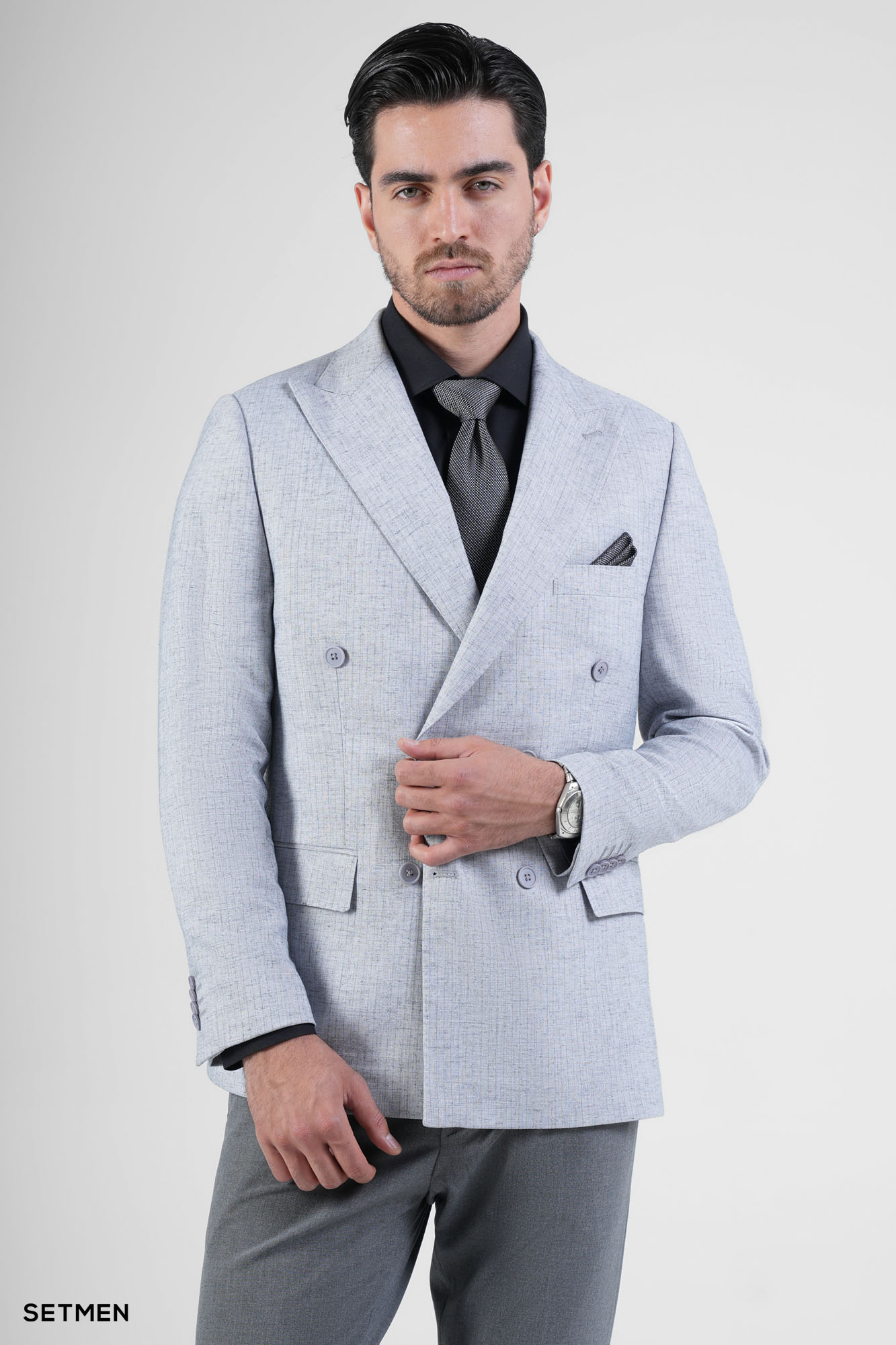 کت تک مردانه دبل برست لینن دیپلمات