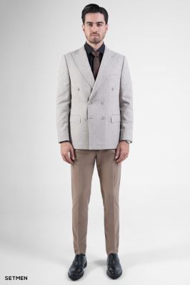 کت تک مردانه دبل برست لینن دیپلمات