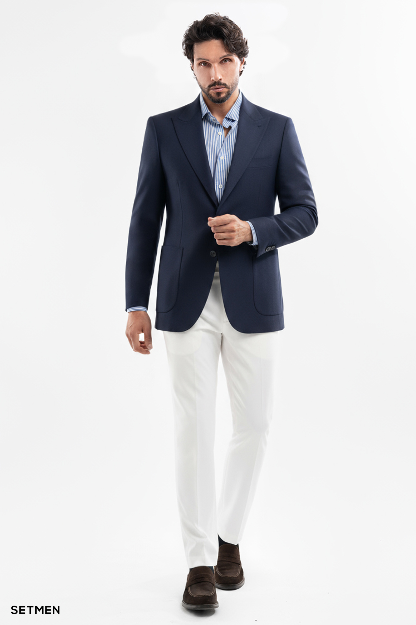 کت تک مردانه نیم آستر دو دکمه یقه ایتالیایی