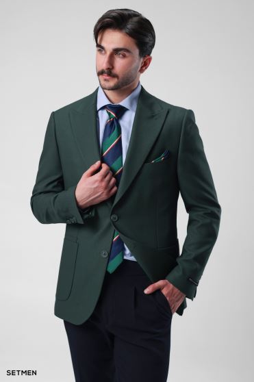 کت تک مردانه نیم آستر دو دکمه یقه ایتالیایی