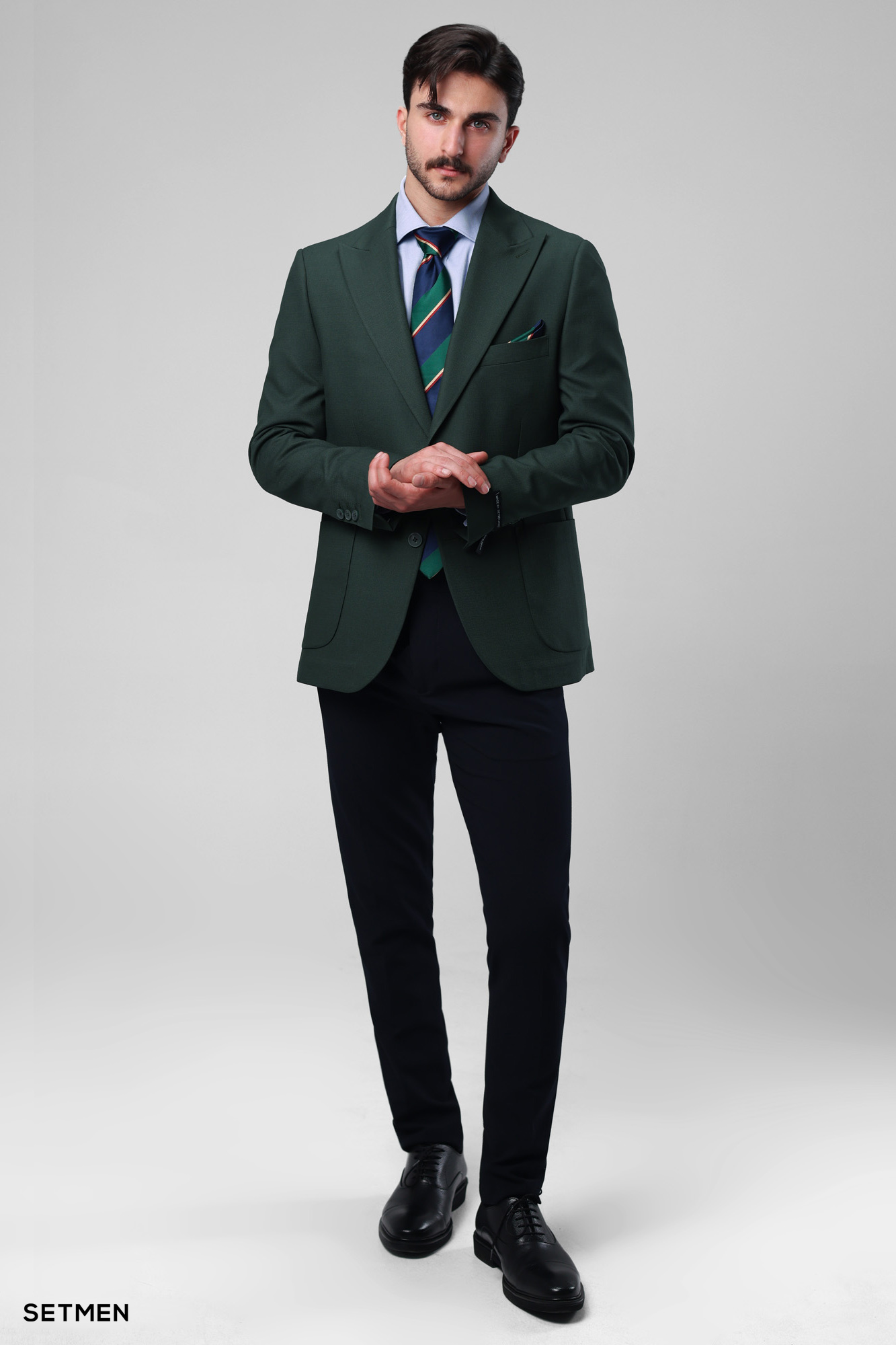 کت تک مردانه نیم آستر دو دکمه یقه ایتالیایی