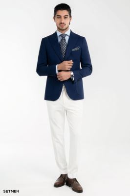 کت تک مردانه نیم آستر دو دکمه یقه ایتالیایی