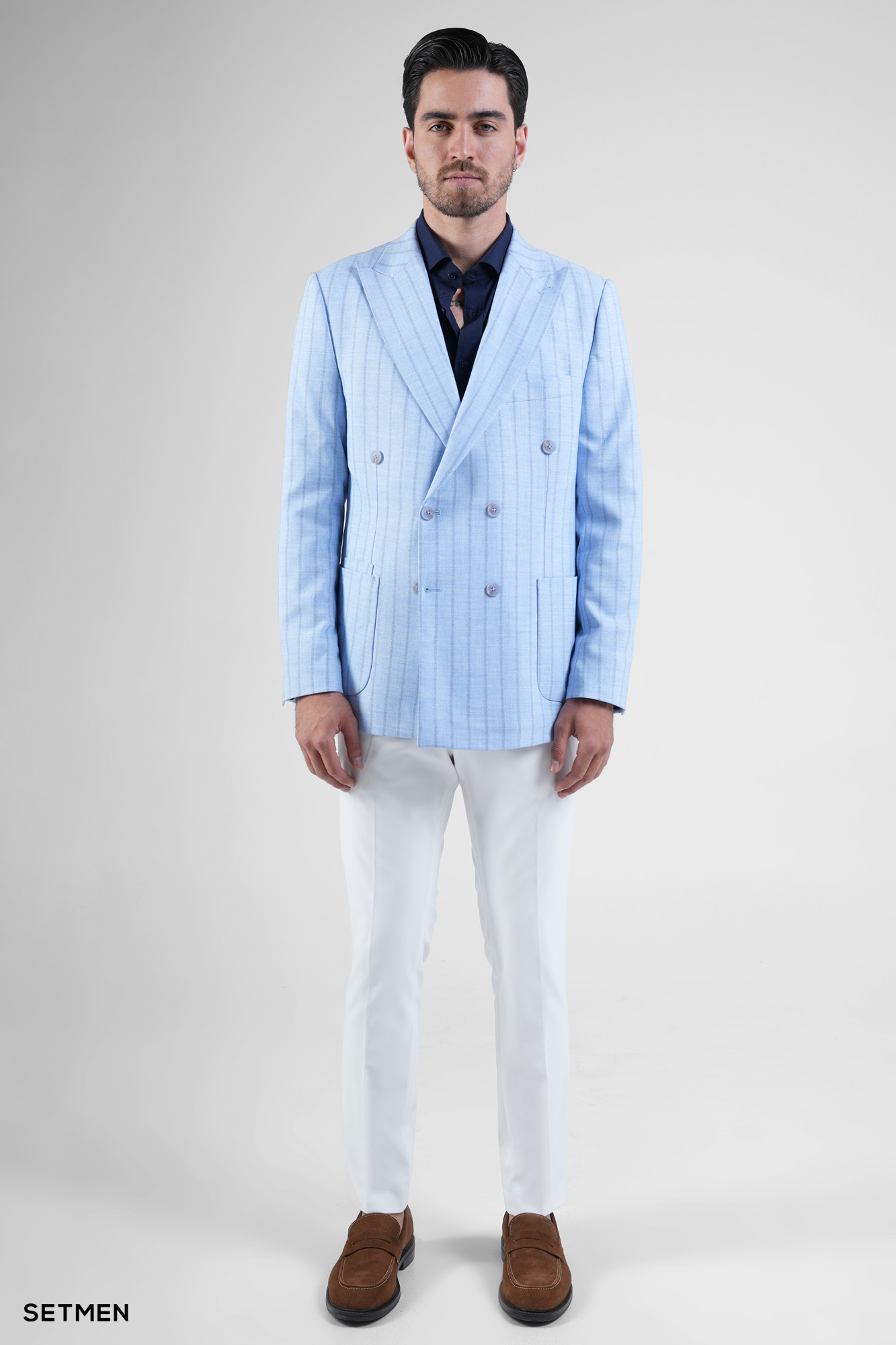 کت مردانه نیم آستر شش دکمه دیپلمات