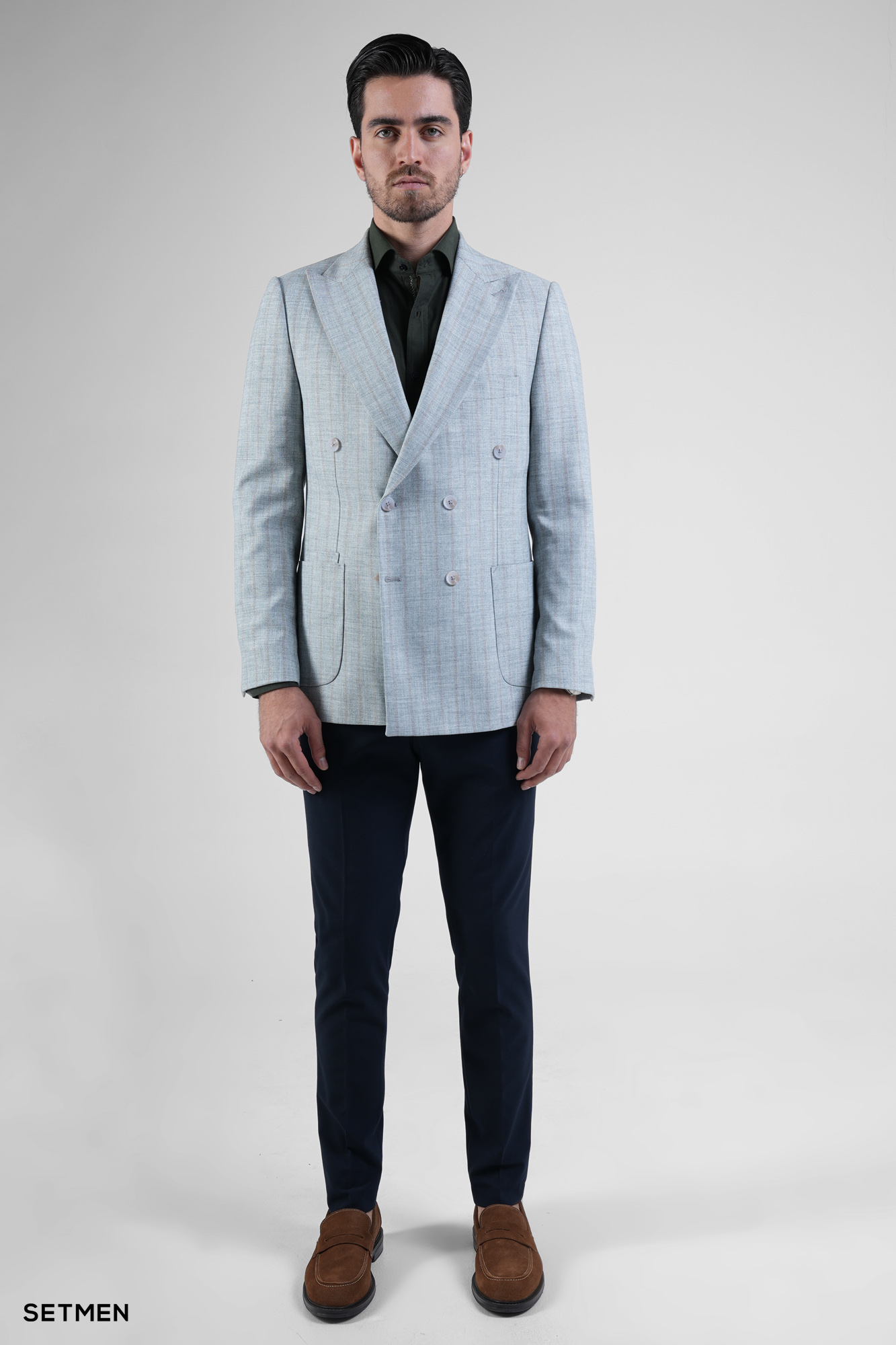 کت مردانه نیم آستر شش دکمه دیپلمات