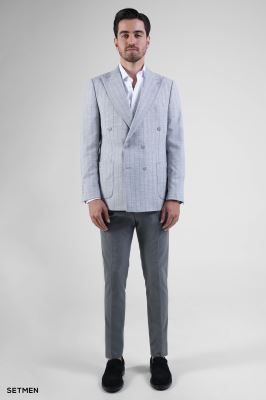 کت مردانه نیم آستر شش دکمه دیپلمات