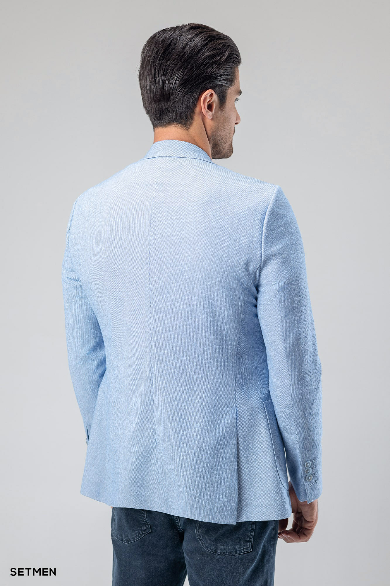 کت تک مردانه دودکمه نیم آستر پارچه GOFRE