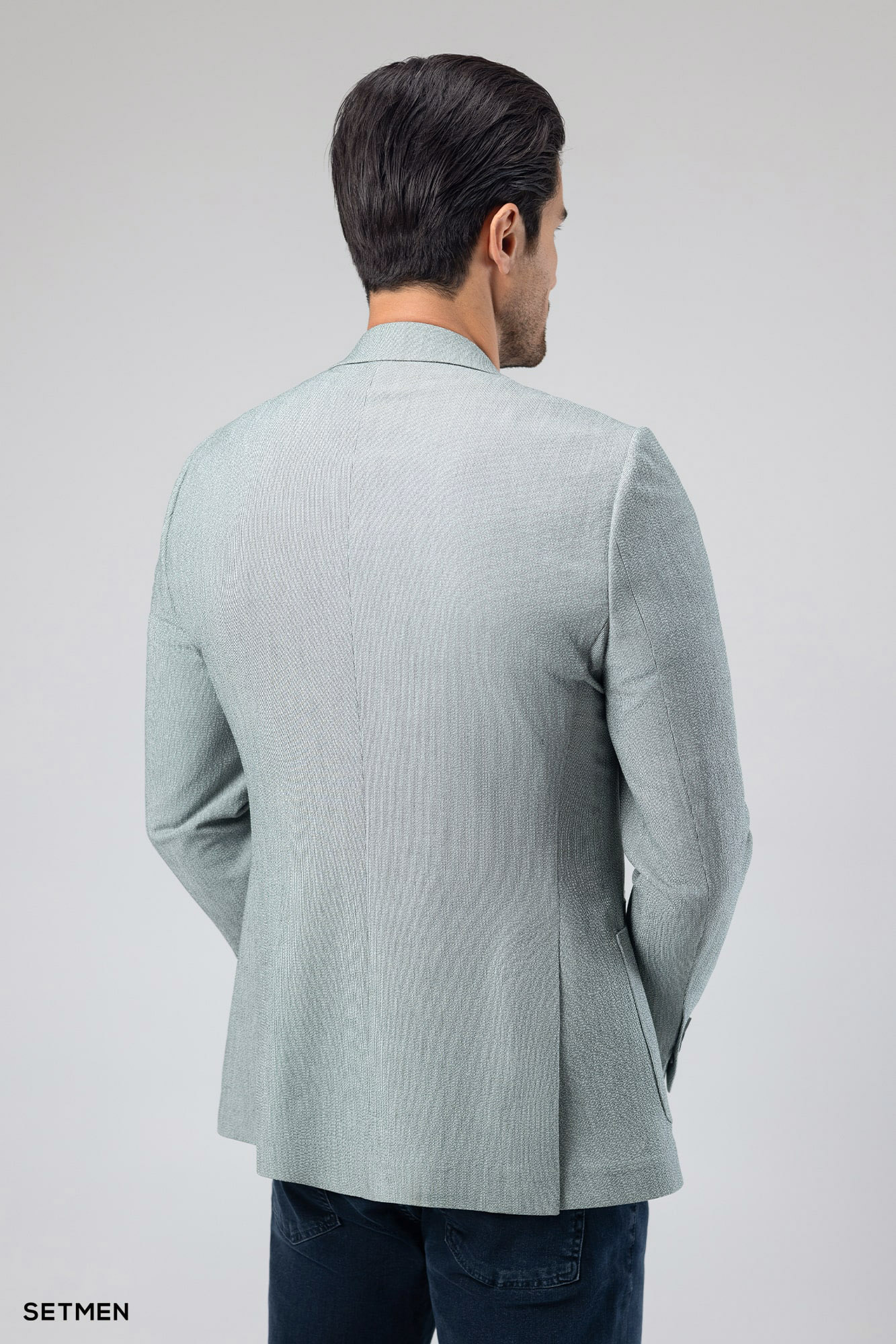 کت تک مردانه دودکمه نیم آستر پارچه GOFRE