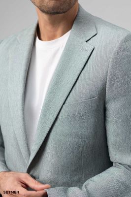 کت تک مردانه دودکمه نیم آستر پارچه GOFRE