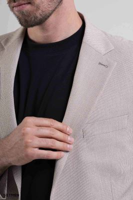 کت تک مردانه دودکمه نیم آستر پارچه GOFRE