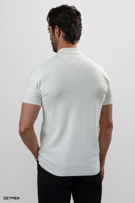 تیشرت یقه نیم زیپ سوزنی ساده