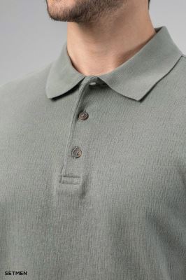 تیشرت یقه دار ژاکارد کلاسیک