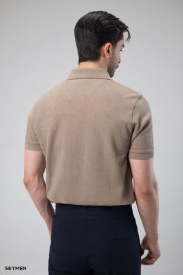 تیشرت یقه دار ژاکارد کلاسیک