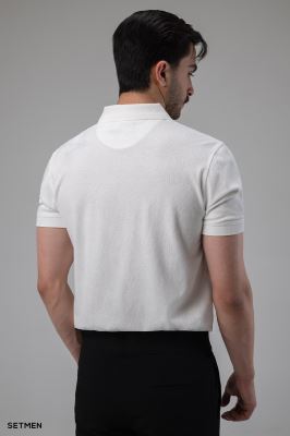 تیشرت یقه دار نیم زیپ ژاکارد اولد مانی